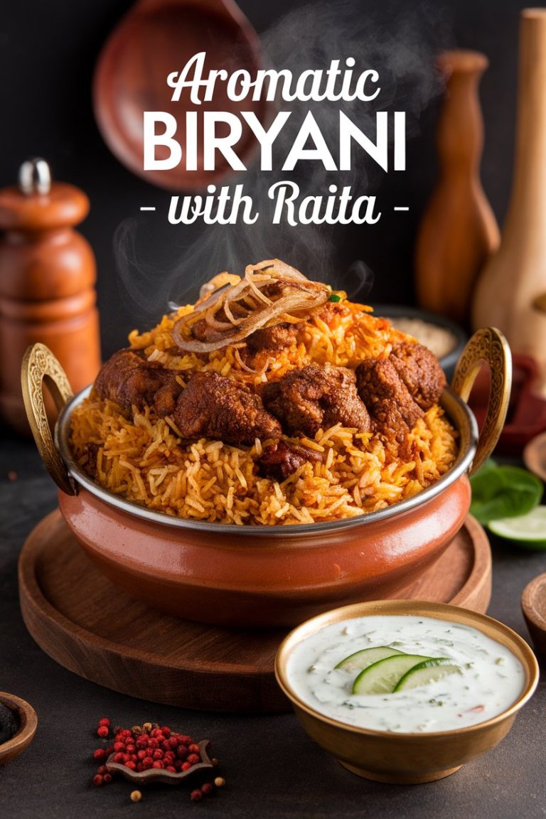 Whether you’re hosting a special occasion or enjoying a cozy family meal, Aromatic Biryani with Raita is the ultimate crowd-pleaser. This recipe not only makes a stunning centerpiece for any gathering but also brings people together. Join us as we share tips on serving and garnishing to make your biryani a feast for the eyes as well as the palate—your guests will be asking for seconds!