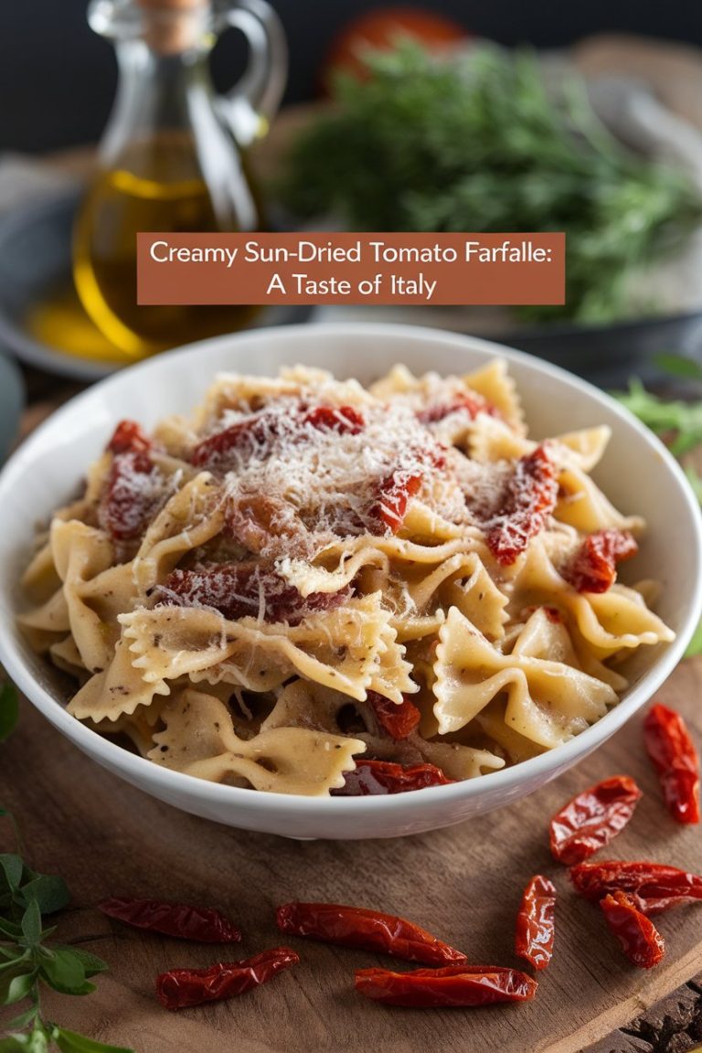 Elevate your dining experience with Creamy Sun-Dried Tomato Farfalle: A Taste of Italy! Alongside the recipe, discover top tips for pairing this creamy pasta with the perfect garlic bread, fresh salads, or even a glass of Pinot Grigio. Create an unforgettable Italian-inspired meal that will leave your guests raving long after the last bite.