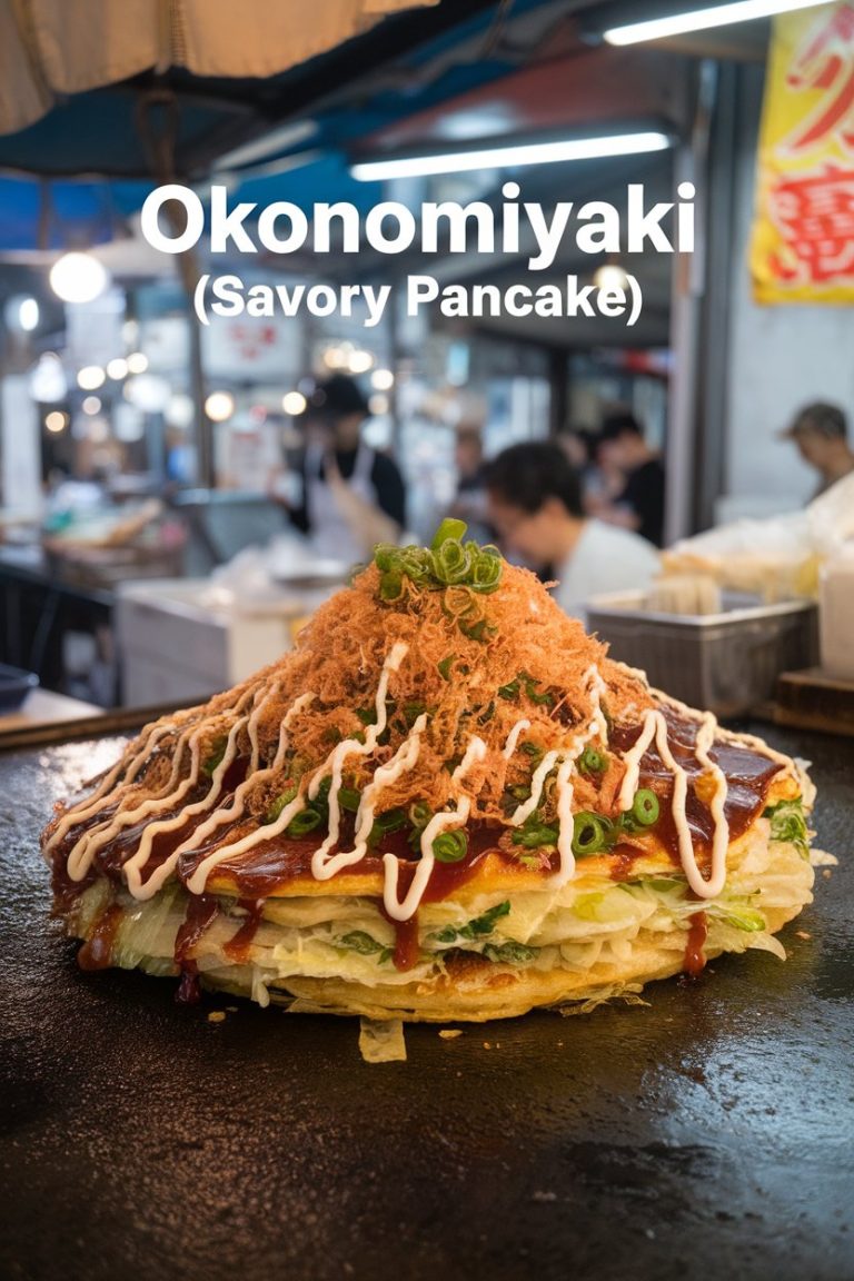 Unlock the perfect balance of flavors and textures with Okonomiyaki! Each bite offers a delightful crunch, savory umami, and a hint of sweetness, all topped with a creamy drizzle of mayonnaise and tangy sauce. Don’t miss out on the opportunity to recreate this Japanese street food favorite in your home—your taste buds will thank you!