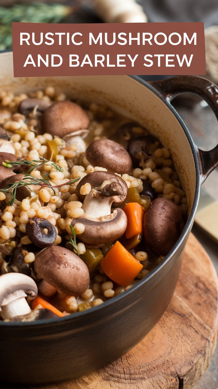 Picture a bubbling pot of Rustic Mushroom and Barley Stew, filled with tender mushrooms, aromatic herbs, and wholesome barley. Each bite offers a delightful combination of textures and flavors, making this stew not only nourishing but also a delightful way to showcase nature's bounty.