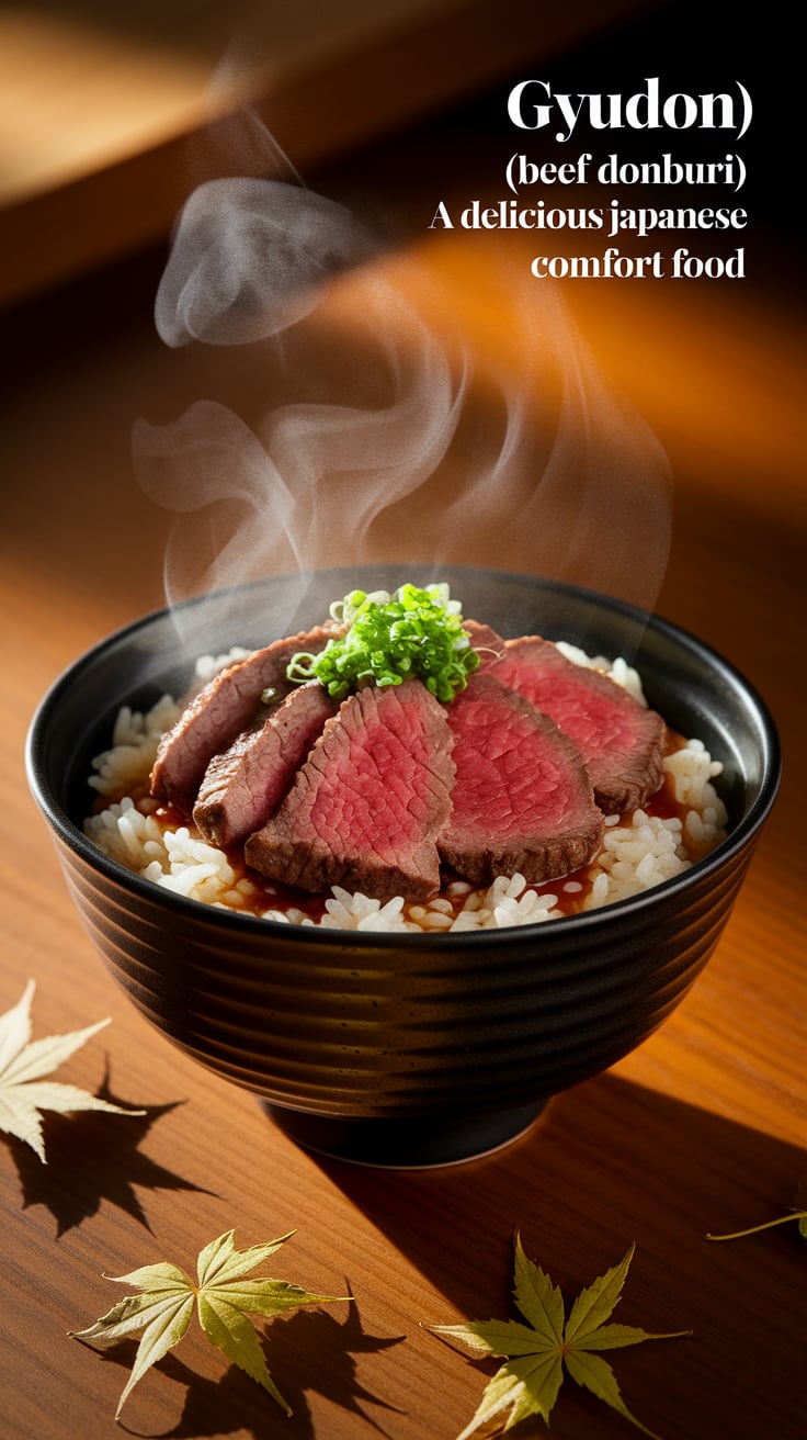 Indulge in the heartwarming flavors of Gyudon, a beloved Japanese comfort food that features tender slices of beef simmered in a savory-sweet sauce served over a bed of fluffy rice. This dish is the epitome of home-cooked warmth, perfect for a cozy dinner that satisfies both body and soul.