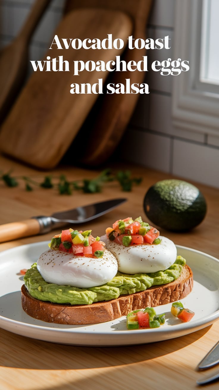 Imagine creamy avocado spread on toasted bread, contrasted by the silky texture of a poached egg and the refreshing kick of fresh salsa. Each bite is a delightful blend of textures and tastes that will keep you satisfied until your next meal.