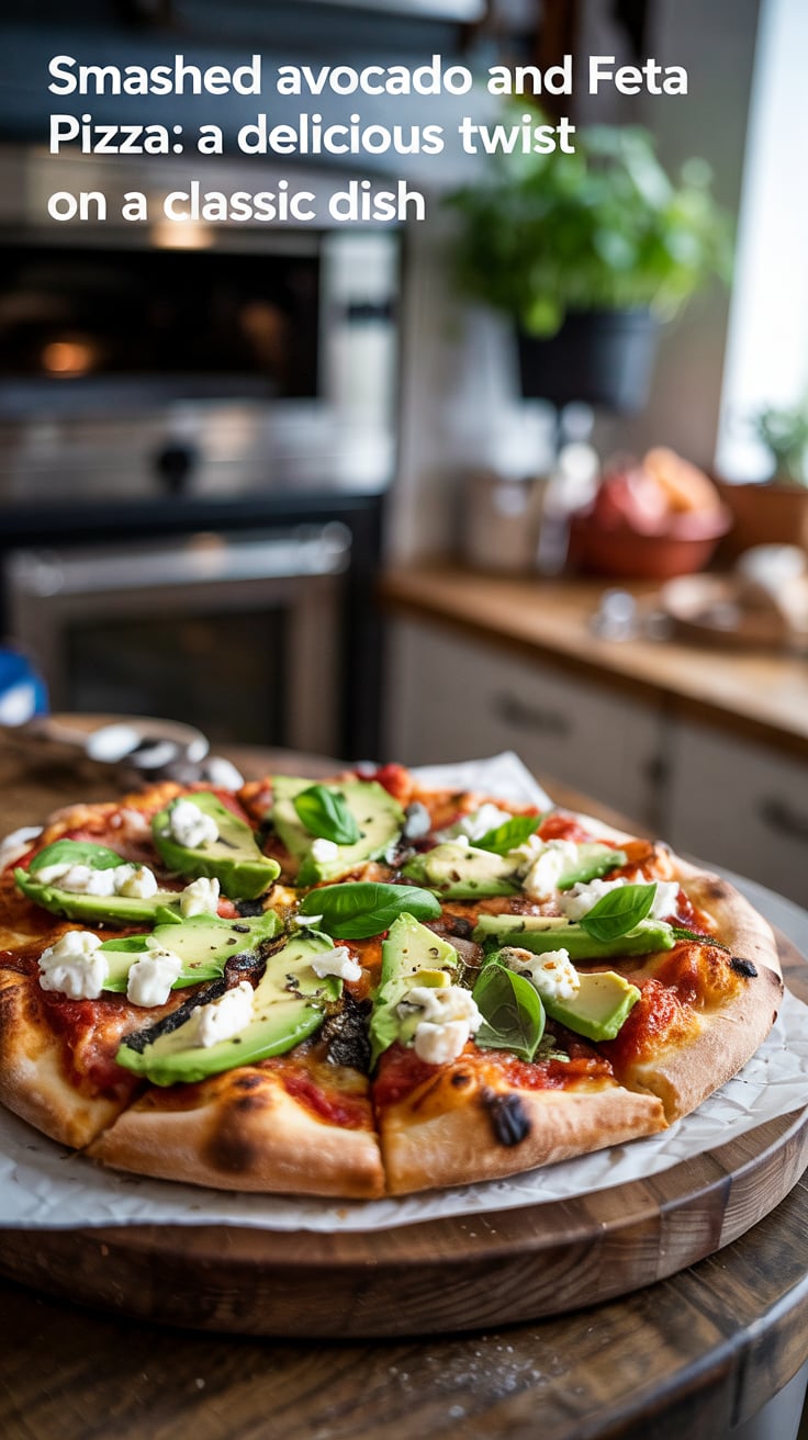 Elevate your pizza game with a dish that celebrates the goodness of avocados and the boldness of feta cheese. Each slice of this Smashed Avocado and Feta Pizza is a harmonious blend of textures and flavors, making it a must-try for fans of inventive cuisine.