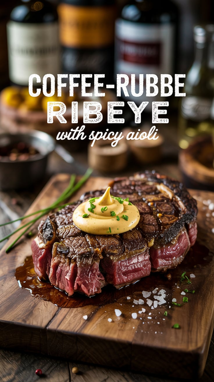 Experience the tantalizing contrast of savory and spicy in every bite of Coffee-Rubbed Ribeye with Spicy Aioli. This recipe not only looks stunning on the plate but also bursts with complex flavors that will leave your guests in awe.