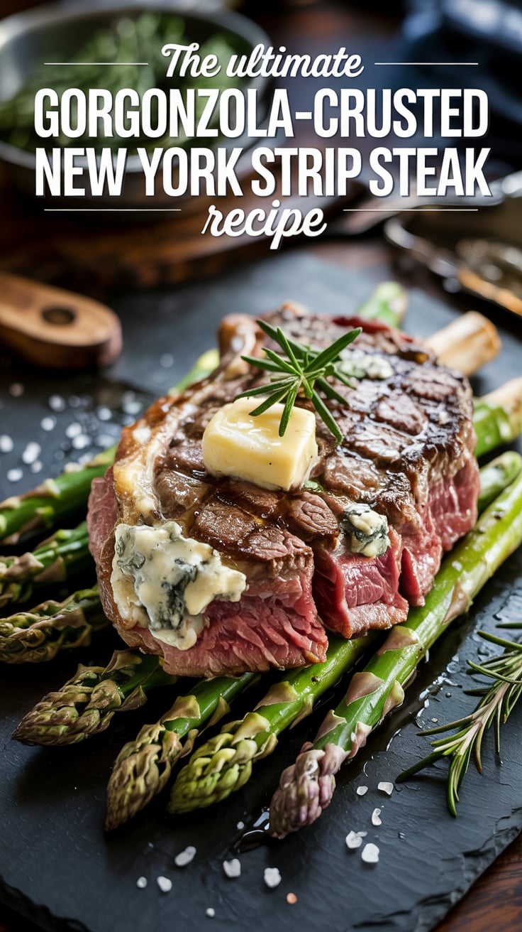 Discover the secret to creating a stunning steak dinner that looks as good as it tastes. The delightful crust of Gorgonzola melts beautifully, adding an irresistible savory kick to the tender steak that is simply unforgettable.