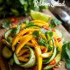 Discover the perfect balance of sweet, spicy, and refreshing in this mango and cucumber ribbon salad, sure to become your new favorite side or light lunch.