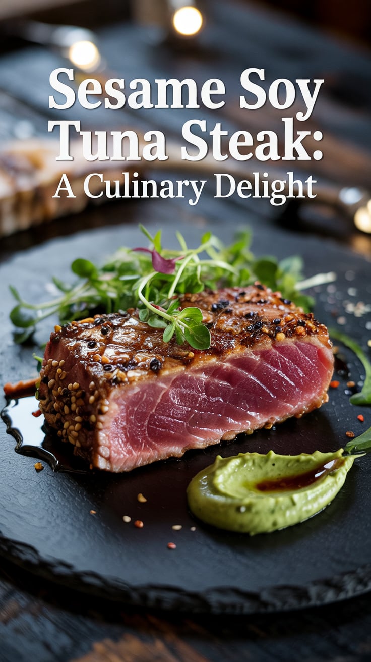 Discover the perfect balance of textures, from the tender, juicy interior of the tuna to the crispy sesame crust that adds a satisfying crunch. This contrast not only enhances the eating experience but also elevates the dish's visual appeal, making it a feast for both the eyes and the palate.