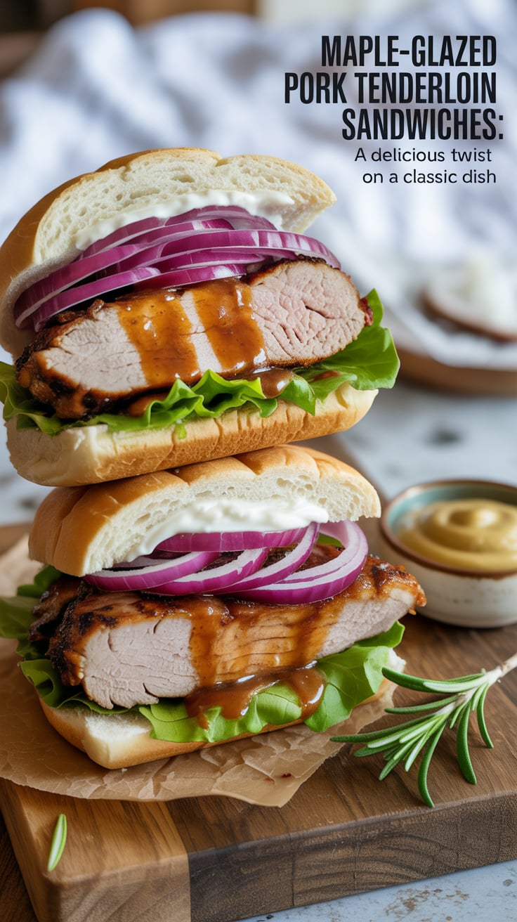 Elevate your sandwich game with a dish that combines juicy pork tenderloin with the delightful sweetness of maple syrup. Each bite promises a burst of flavor, complemented by fresh toppings and a sturdy bun, making it a must-try for any meal.