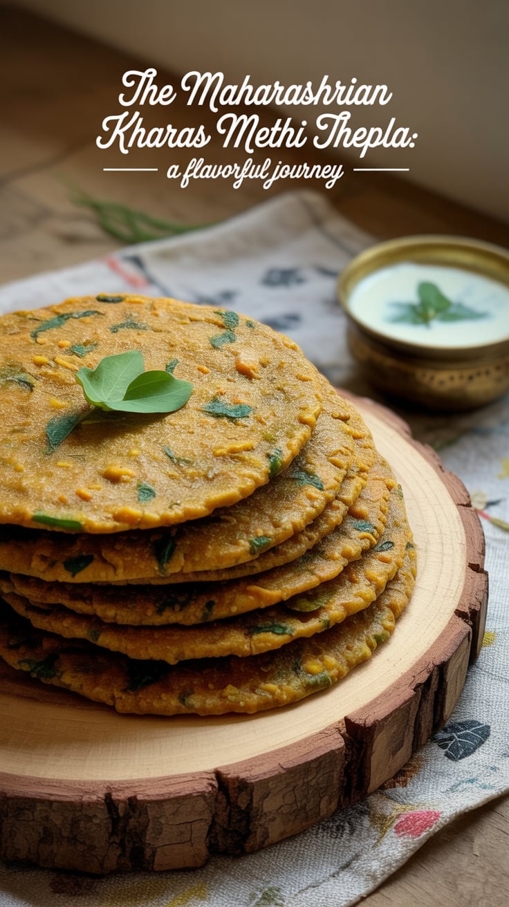 Savor the unique blend of spices and the distinct aroma of fenugreek with every bite of Kharas Methi Thepla. This recipe invites you to explore the vibrant flavors of Maharashtrian cuisine, making it a must-try addition to your culinary repertoire that will excite your taste buds and nourish your body.