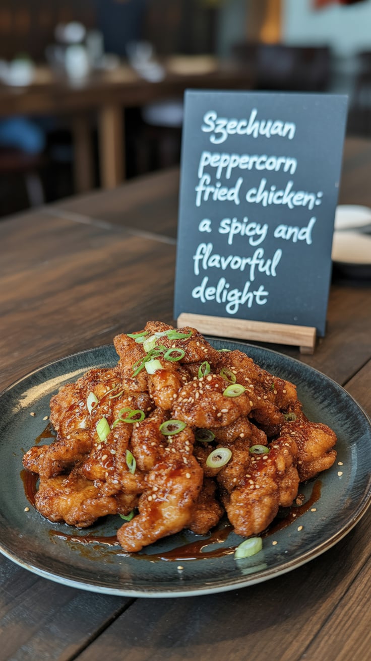 Imagine sinking your teeth into perfectly crispy fried chicken, infused with the distinctive numbing heat of Szechuan peppercorns. Each bite offers an explosion of flavor that will tantalize your palate and keep you craving more.