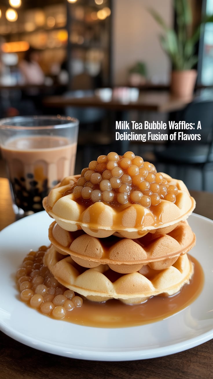 Imagine sinking your teeth into a warm, fluffy waffle filled with delightful pockets of chewy tapioca pearls, all infused with the comforting taste of your favorite milk tea. Each bite offers a perfect balance of textures that will keep you coming back for more.