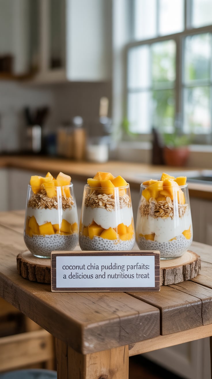 Imagine digging into a silky smooth chia pudding enriched with the tropical flavor of coconut, combined with the delightful crunch of granola and the freshness of seasonal fruits. Each bite offers a satisfying balance of textures and flavors that will keep you coming back for more, whether for breakfast or as a refreshing snack.