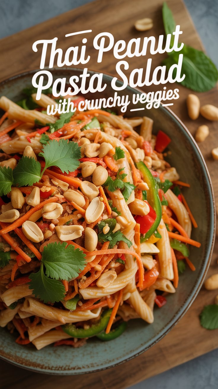 Elevate your salad game with this quick and easy dish that’s bursting with Asian-inspired flavors. The combination of al dente pasta, crisp veggies, and a rich peanut dressing makes for a vibrant meal that’s both filling and fun.