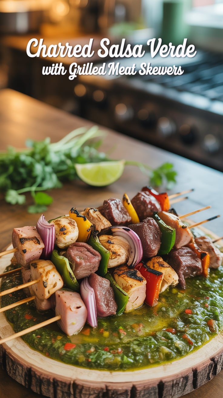 Looking to impress at your next cookout? Dive into the world of charred salsa verde paired with perfectly grilled meat skewers. This recipe offers a delightful balance of smokiness and freshness, making it a standout dish everyone will love.