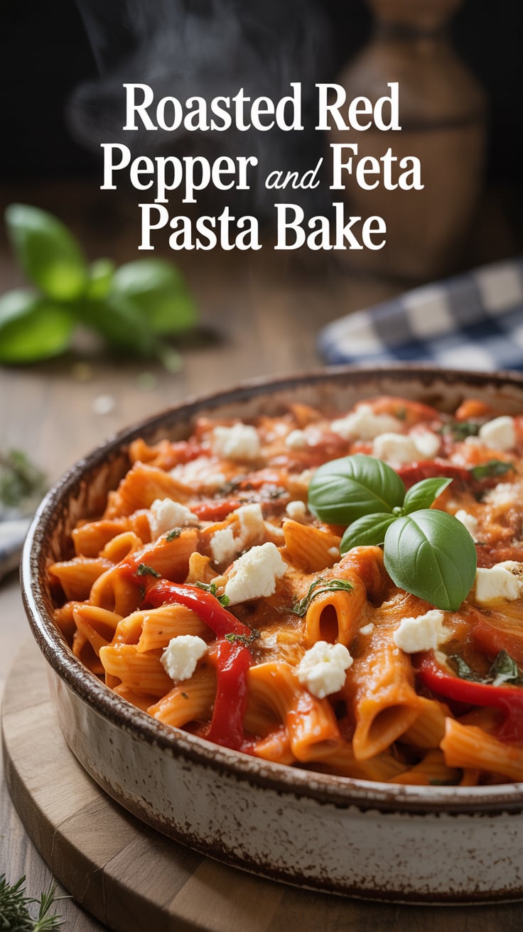 Ready in just under an hour, this pasta bake is the ultimate weeknight comfort food. With each mouthful, enjoy the rich, savory goodness that comes from a beautiful blend of roasted red peppers and creamy feta, all enveloped in perfectly cooked pasta.