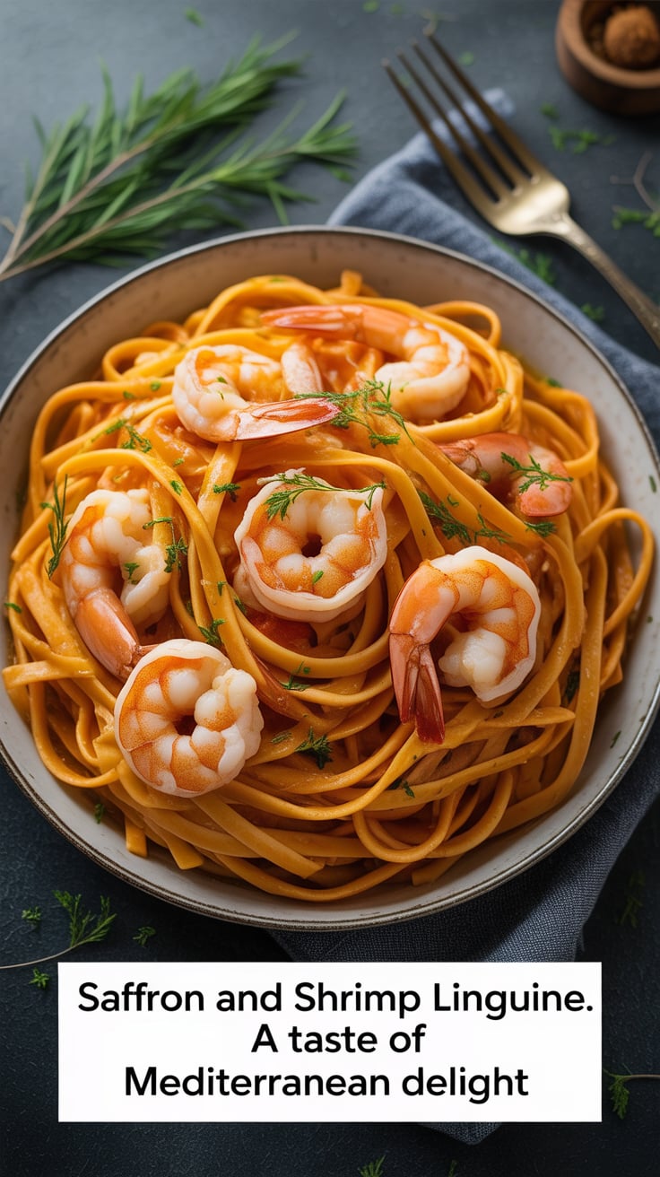 Discover the enchanting flavors of the Mediterranean with a recipe that elevates simple ingredients to gourmet status. The rich aroma of saffron combined with succulent shrimp creates a visually stunning pasta dish that’s sure to impress at any dinner table.