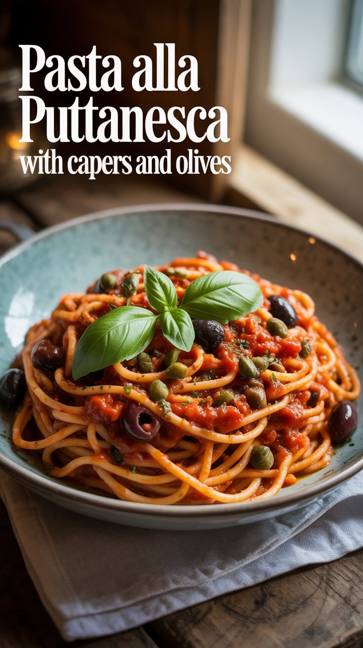 Dive into the bold and savory world of pasta alla puttanesca, a dish that tantalizes the taste buds with its robust flavors. Infused with tangy tomatoes, briny olives, and punchy capers, this recipe is a quick and satisfying way to elevate your weeknight dinners.