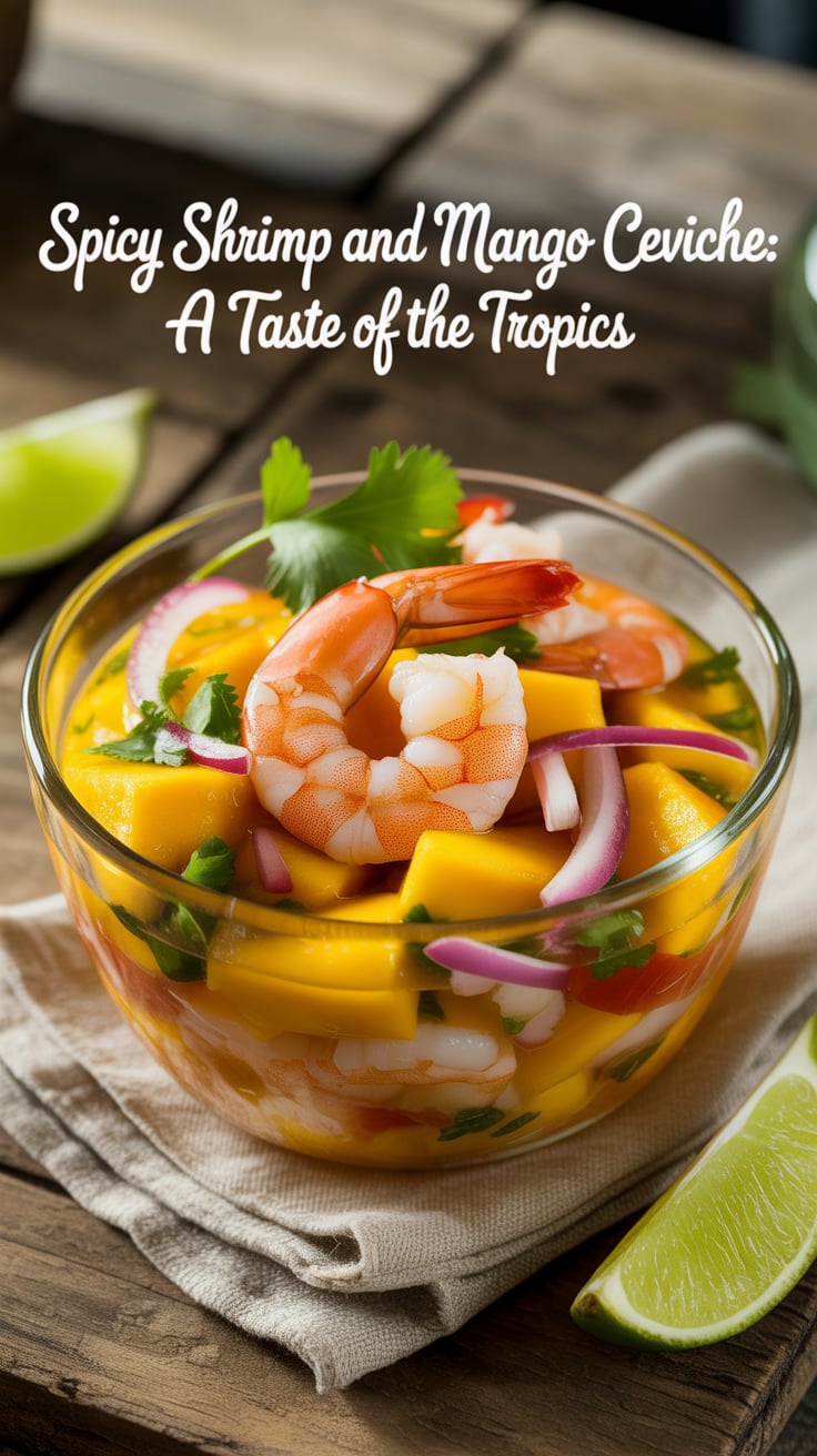 Ready to impress your guests? This spicy shrimp and mango ceviche is a showstopper that pairs perfectly with crispy tortilla chips or chilled on its own. Discover how easy it is to bring the flavors of the tropics to your next gathering.