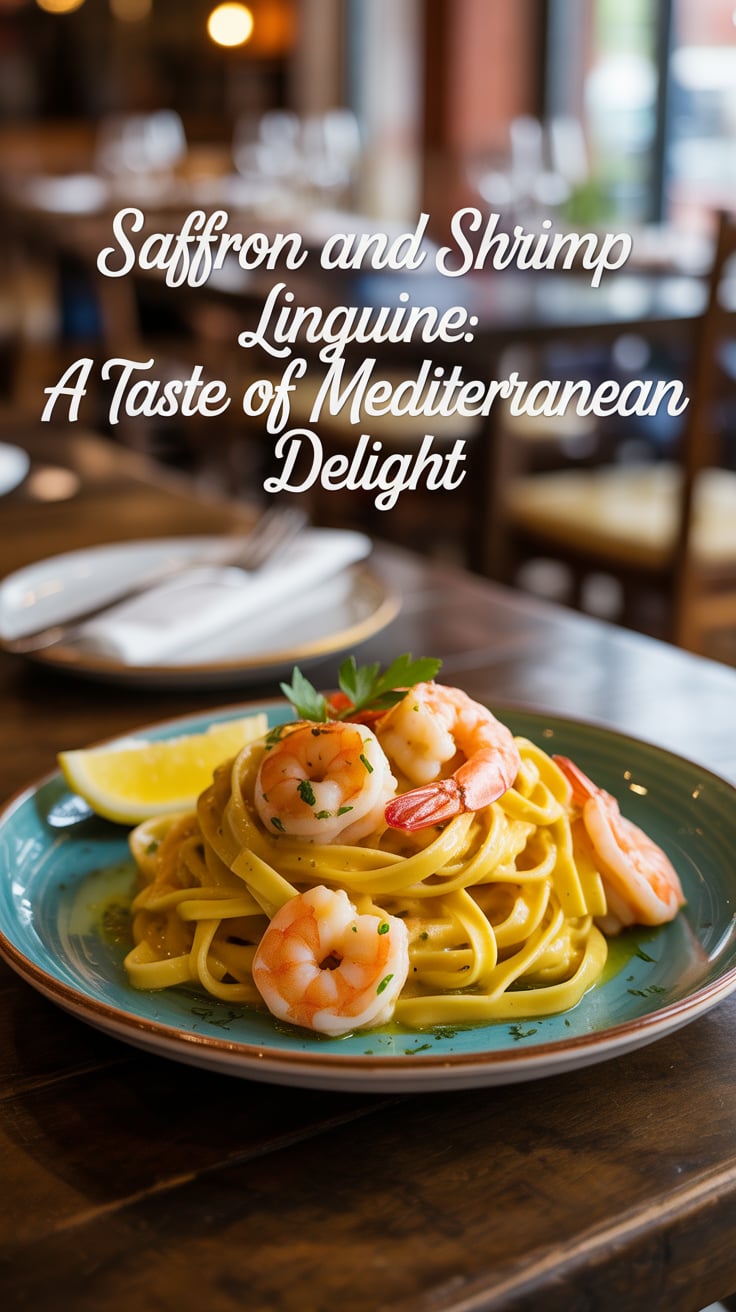 Treat yourself to a vibrant escape with succulent shrimp nestled in silky linguine, all enhanced by the golden touch of saffron. This dish is a perfect blend of zesty flavors and comforting textures, making it a delightful choice for both special occasions and cozy nights in.