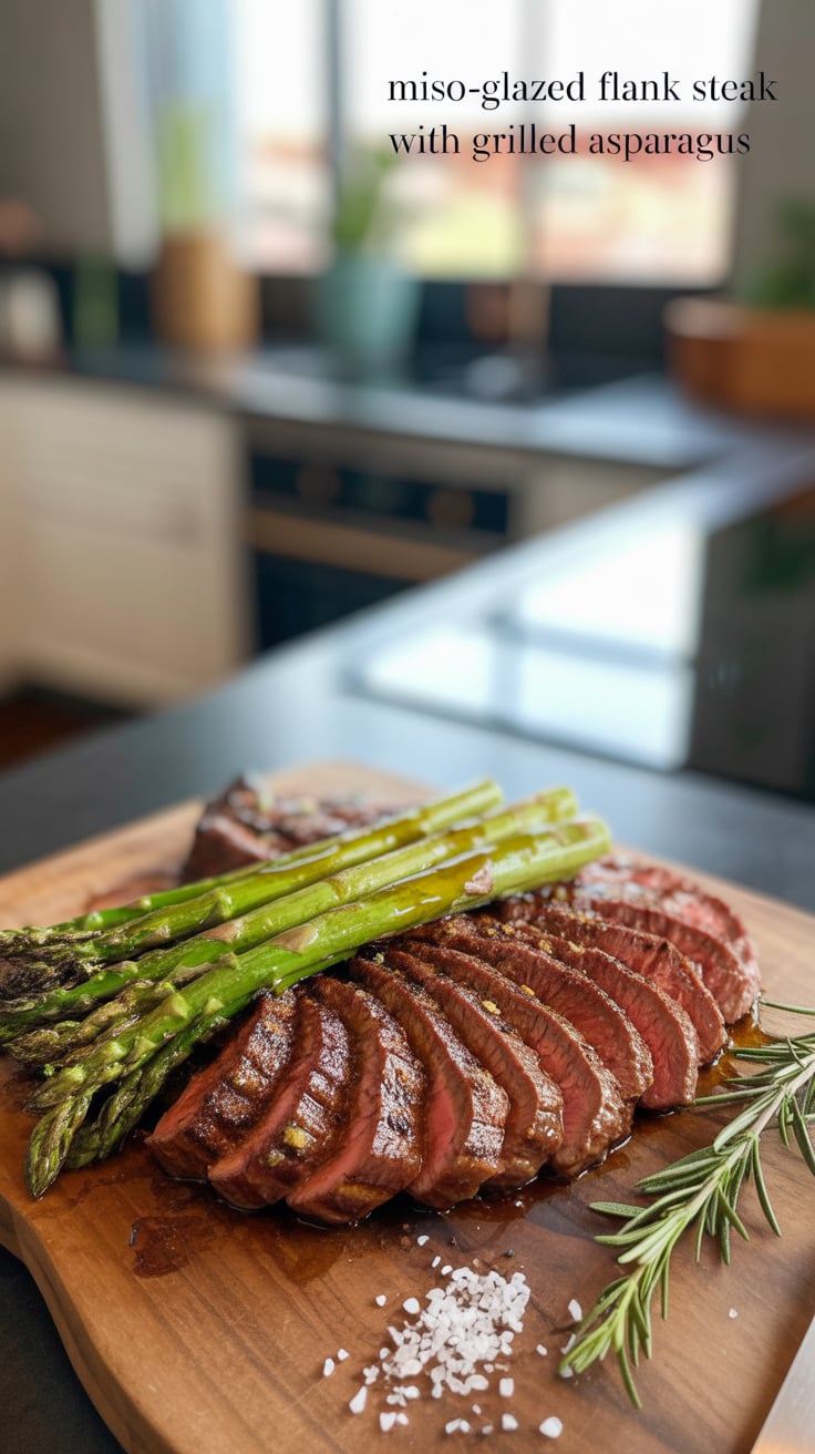 Experience a culinary fusion with miso-glazed flank steak that melds rich umami flavors with a tender, juicy cut of meat. This recipe promises to transport your taste buds to new heights and redefine your barbecue experience.
