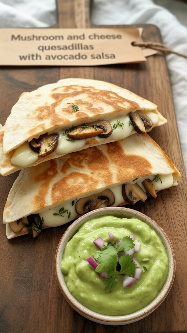 Looking for a quick yet indulgent dish? These mushroom and cheese quesadillas deliver melt-in-your-mouth goodness, while a zesty avocado salsa adds a delightful twist that will leave your taste buds dancing.
