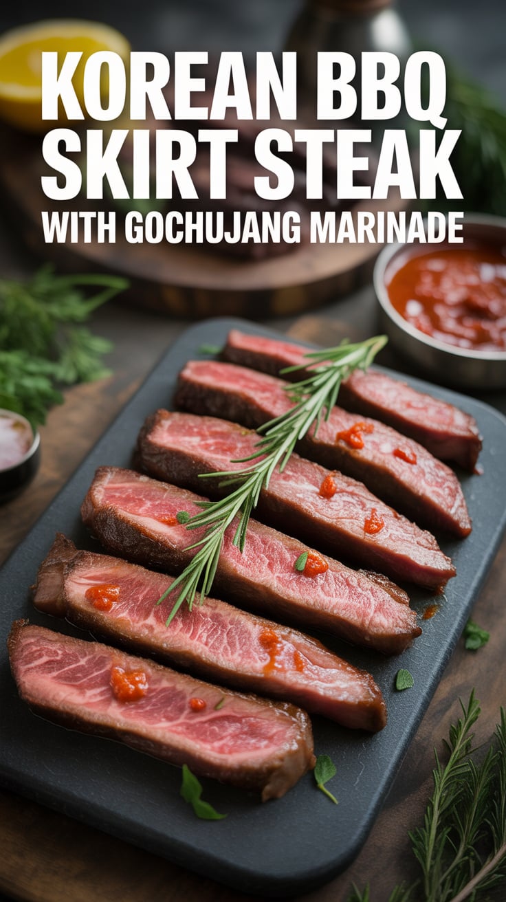 Savor the vibrant flavors of Korean BBQ with a skirt steak that’s marinated in a bold gochujang blend. This dish captures the essence of spicy and sweet, elevating your grilling game to tantalizing new heights.