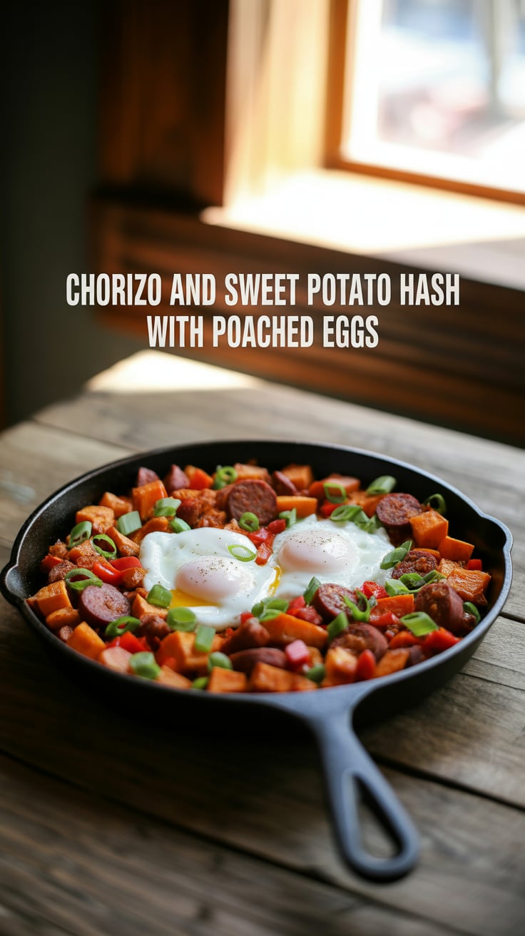 Looking for a dish that’s equal parts comforting and indulgent? This chorizo and sweet potato hash delivers a beautiful balance of savory and sweet, all brought together by runny poached eggs for that perfect touch of richness.