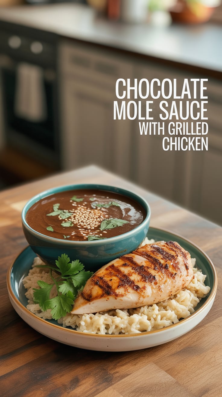 Elevate your dinner with a classic Mexican favorite: chocolate mole sauce drizzled over succulent grilled chicken. Each bite delivers a delightful medley of ingredients that pay homage to traditional recipes while tantalizing your taste buds.