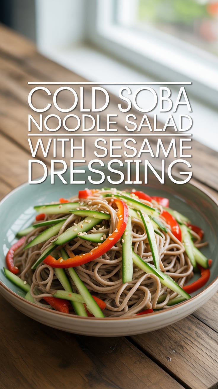 Refresh your meal routine with a vibrant cold soba noodle salad tossed in a rich sesame dressing. This dish is a perfect blend of nutty flavors and crisp vegetables, making it an ideal choice for warm days or as a light yet satisfying side.
