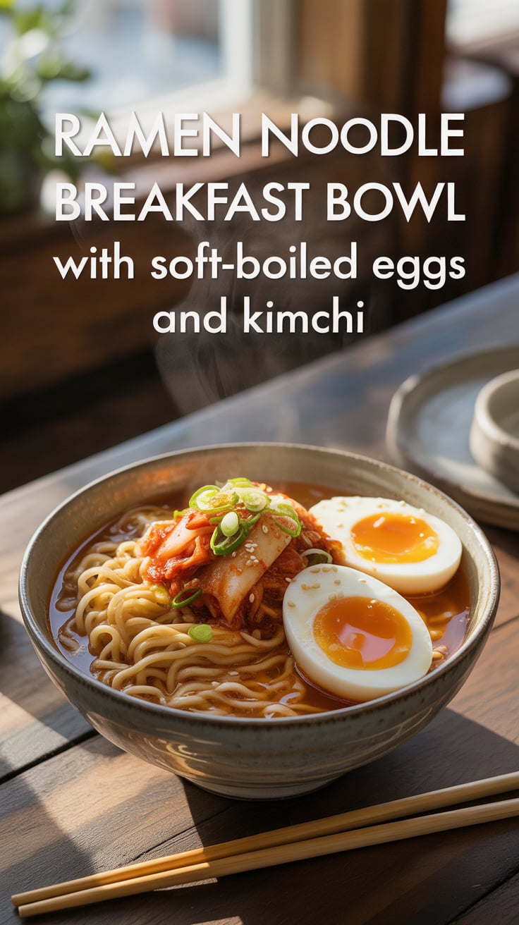 Embrace a unique breakfast experience with a Ramen Noodle Breakfast Bowl, where savory noodles meet perfectly soft-boiled eggs and zesty kimchi. This dish blends comfort and bold flavors, promising a morning that’s both satisfying and exciting.
