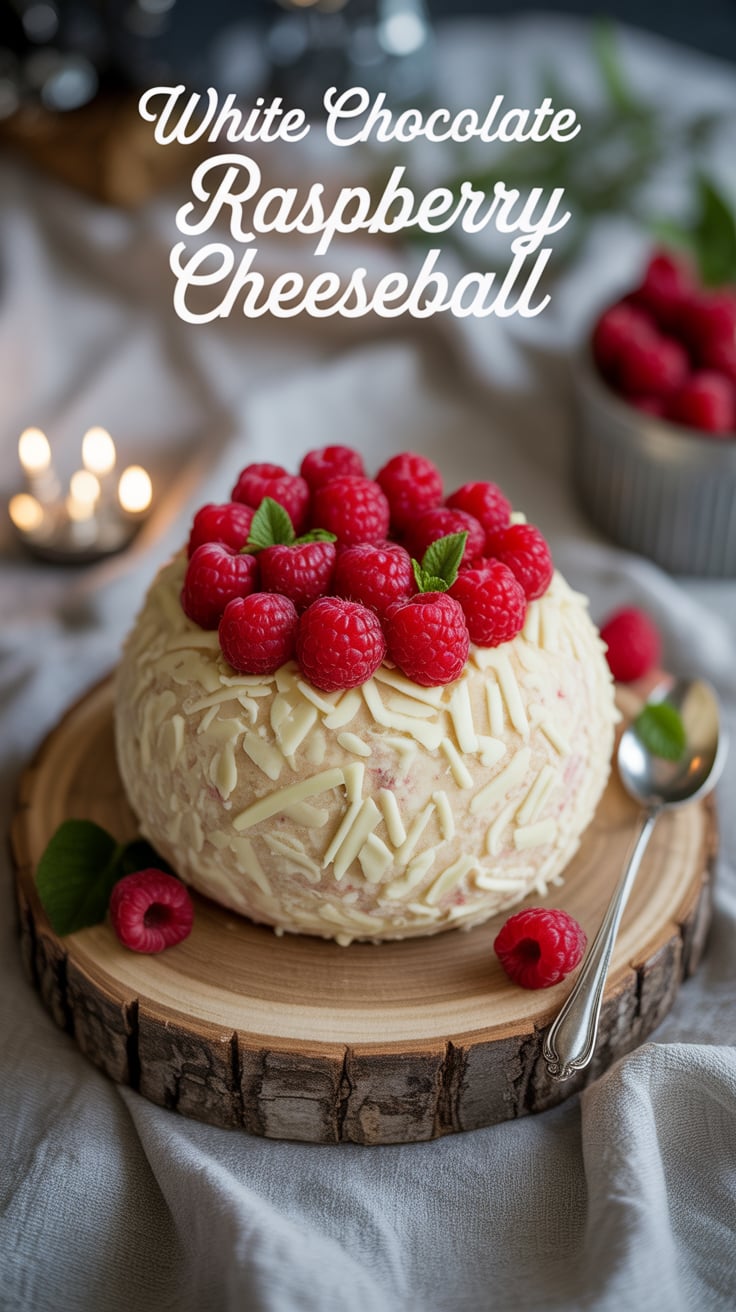Surprise and delight your guests with a show-stopping dessert that’s as fun to make as it is to eat. The White Chocolate Raspberry Cheeseball offers a unique blend of textures and flavors, perfect for spreading on crackers or dipping with fruit for a truly memorable experience.