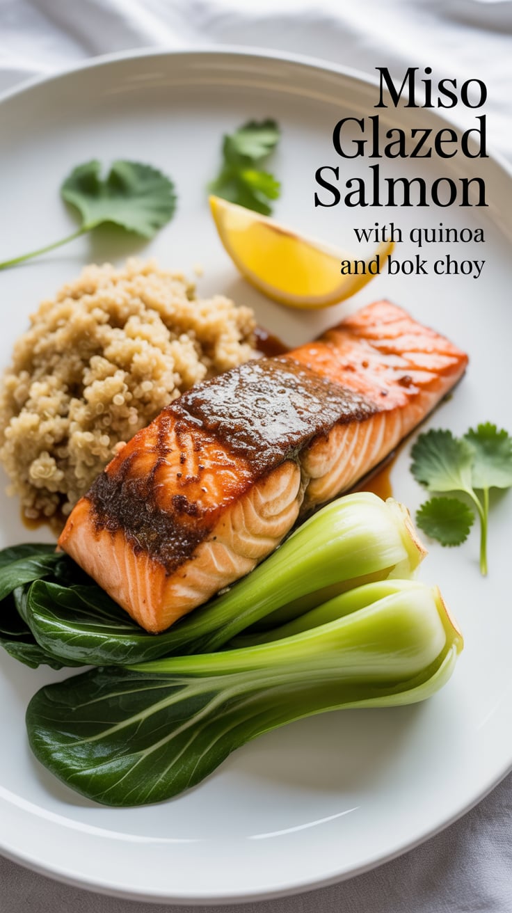 Pair this succulent salmon with fluffy quinoa and vibrant bok choy for a nutritious, satisfying plate. The nutty quinoa and crisp bok choy create a perfect balance, adding texture and freshness that complements the savory glaze beautifully.