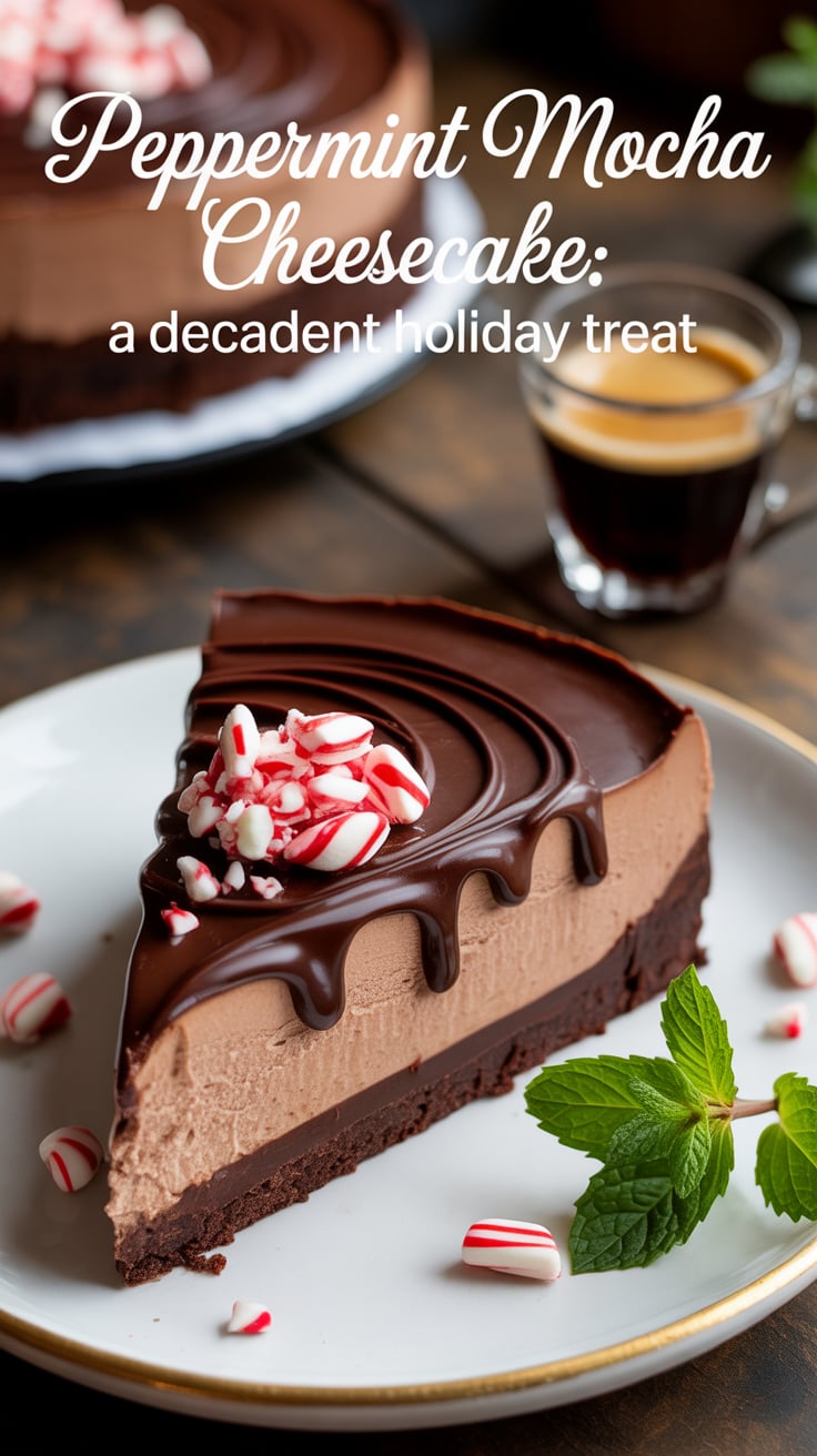 Elevate your holiday gatherings with a show-stopping Peppermint Mocha Cheesecake that perfectly balances the richness of chocolate and the refreshing zing of peppermint. Each slice delivers a deliciously decadent experience, making it a must-add to your festive dessert lineup.