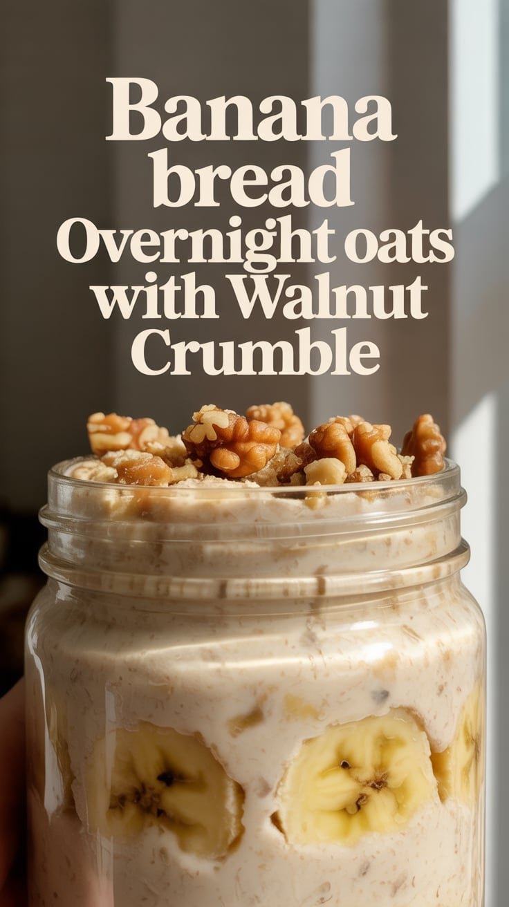 Start your day on a delicious note with Banana Bread Overnight Oats, where creamy oats meld perfectly with sweet banana and rich walnuts. Topped with a delightful crumble, this breakfast is a wholesome treat you’ll look forward to each morning.