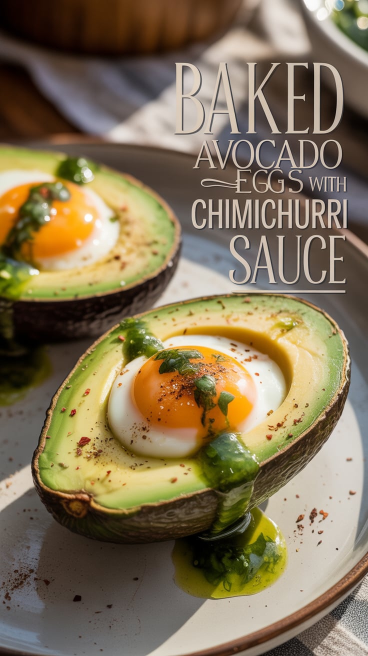 Discover the magic of combining creamy avocados and eggs in a dish that's both indulgent and healthy. Topped with zesty chimichurri, each bite offers a burst of freshness, making it an irresistible choice for brunch or a quick meal.