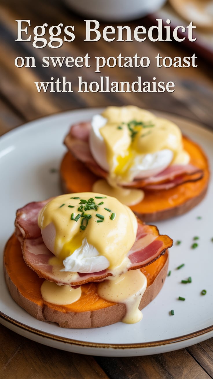 Elevate your brunch experience with a twist on the classic Eggs Benedict, using sweet potato toast as a nutritious and vibrant base. Topped with perfectly poached eggs and a velvety hollandaise, this dish is a feast for both the eyes and the palate.