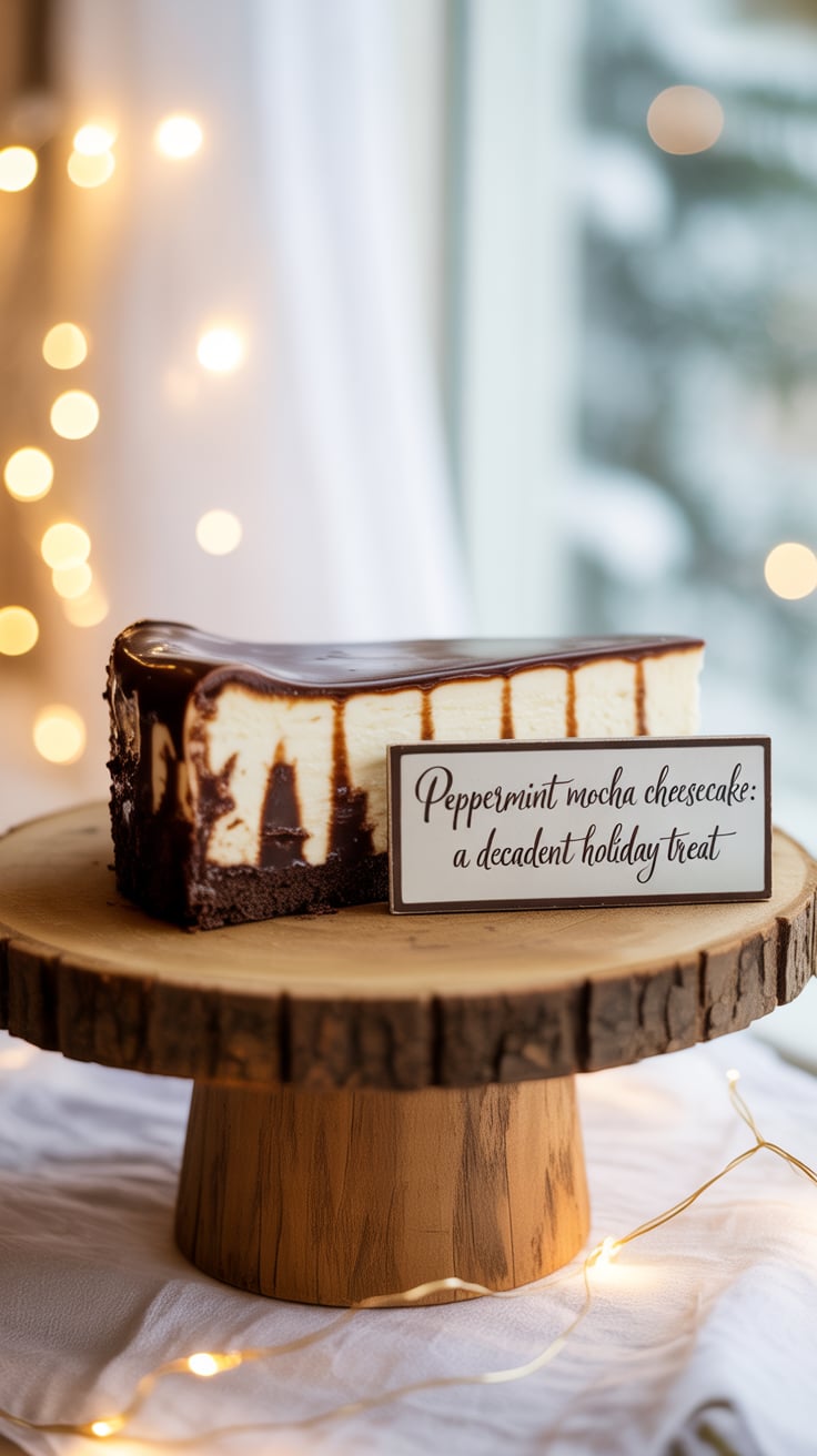 Indulge in the ultimate holiday dessert that captures the essence of the season with a luscious Peppermint Mocha Cheesecake. This rich, creamy cake combines the bold flavors of coffee and peppermint for a festive twist that will leave your guests enchanted and coming back for more.