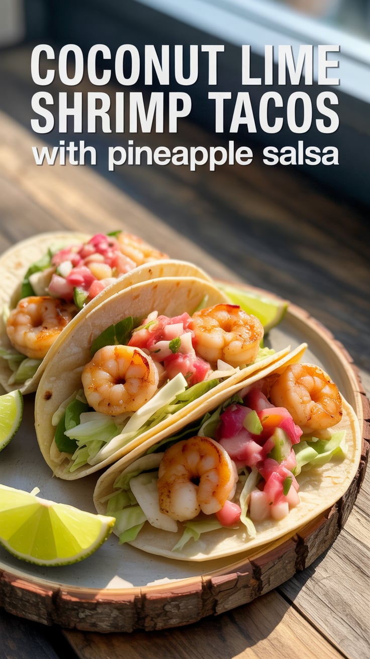 Discover the perfect blend of tropical flavors with these Coconut Lime Shrimp Tacos. Juicy shrimp are marinated in a zesty lime-infused coconut milk, offering a refreshing twist that will transport you to a sunny beach destination with every bite.