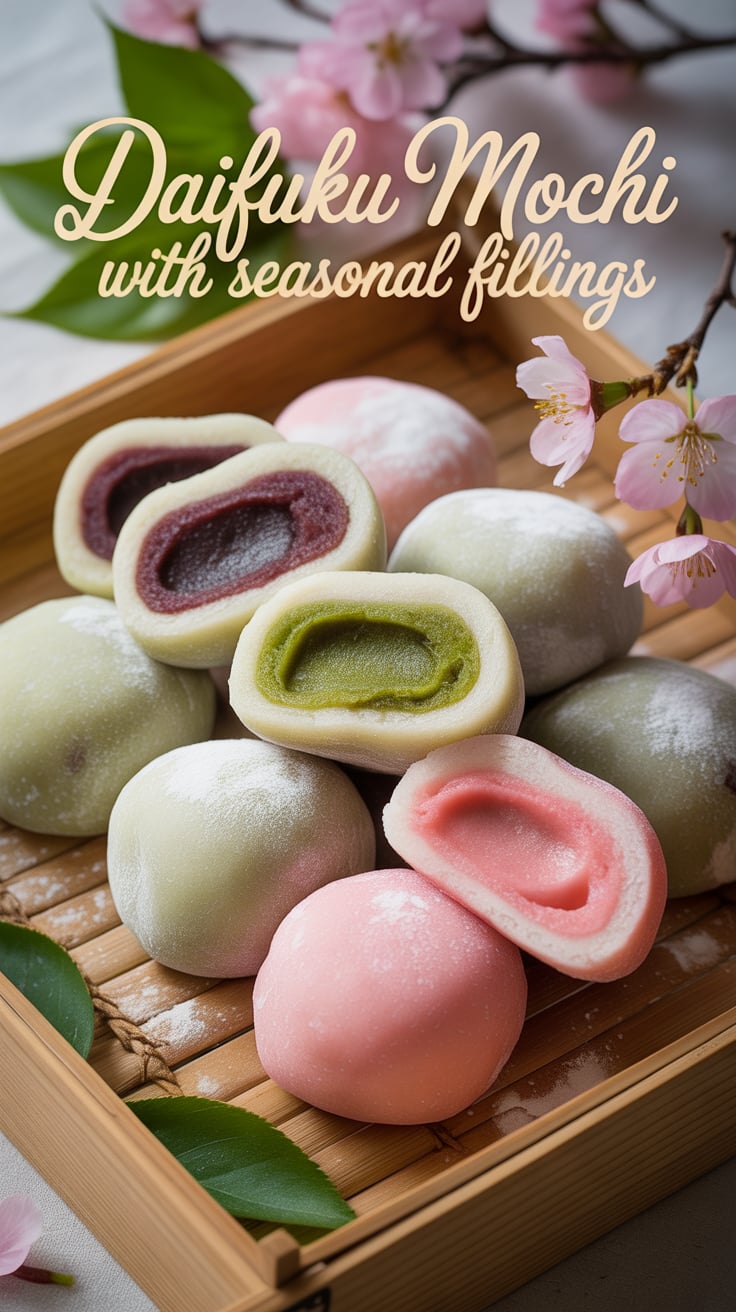 Delight in the sweet and chewy world of Daifuku Mochi, a traditional Japanese treat that combines soft rice flour with a variety of seasonal fillings. This recipe invites you to explore endless flavor combinations, providing a unique taste experience that celebrates nature’s bounty.