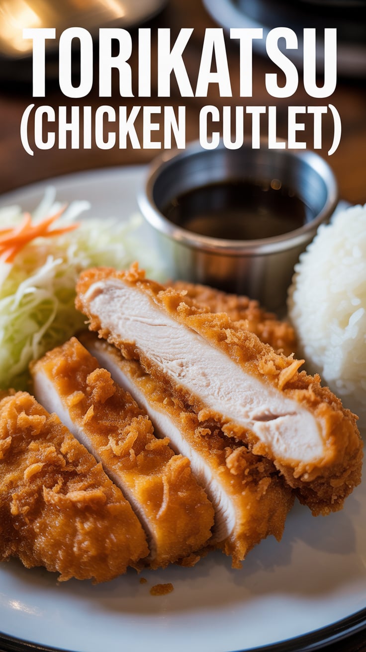 Enjoy the comforting flavors of Torikatsu served with a side of shredded cabbage and tangy sauce. This delightful chicken cutlet can be enjoyed on its own or as part of a larger meal, showcasing the versatility and charm of Japanese cuisine.