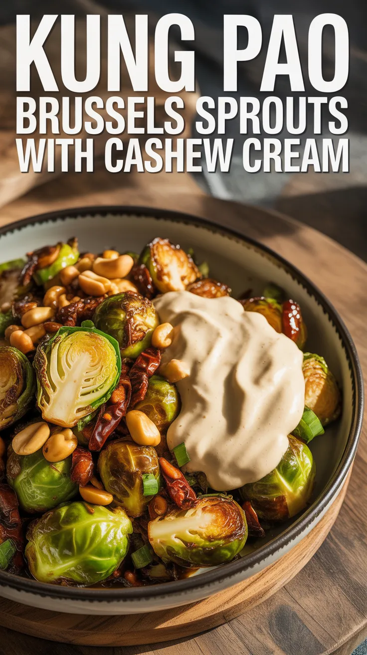 Discover a new favorite in Kung Pao Brussels Sprouts, where crispy, caramelized sprouts meet a bold sauce infused with Sichuan peppercorns and ginger. Topped with rich cashew cream, this dish is both a feast for the eyes and a treat for the taste buds.