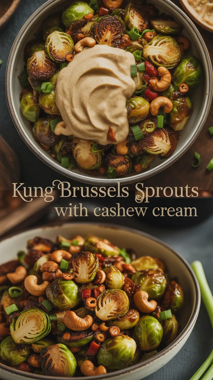 Elevate your vegetable game with Kung Pao Brussels Sprouts featuring a creamy cashew sauce. This vibrant dish perfectly balances spicy, tangy, and nutty flavors, making it a delightful twist on the classic Kung Pao recipe that will leave you craving more.