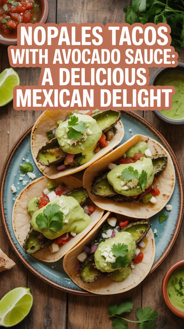 Dive into a culinary adventure with Nopales Tacos with Avocado Sauce, where the unique flavors of prickly pear cactus meet the creamy richness of ripe avocado. This vibrant dish promises to awaken your taste buds and bring the essence of Mexico straight to your kitchen.
