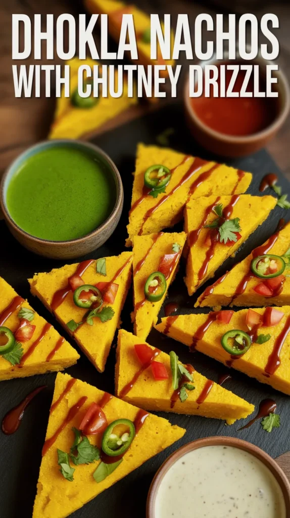 Experience a fun twist on traditional snacks with Dhokla Nachos, where fluffy dhokla meets the crunch of nachos. This innovative dish is a delightful fusion that will surprise your taste buds and elevate your appetizer game.