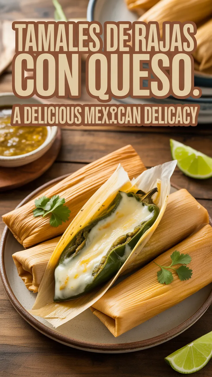 Indulge in the rich and comforting flavors of Tamales de Rajas con Queso, where tender masa dough wraps around a delectable filling of roasted poblano peppers and melted cheese. This traditional Mexican delicacy brings warmth and nostalgia to any meal.