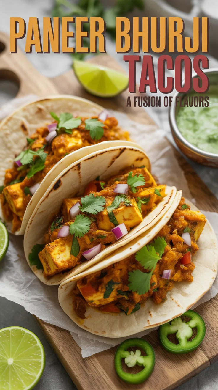 Experience the exciting blend of traditional Indian and Mexican cuisines with Paneer Bhurji Tacos. This innovative recipe transforms classic paneer bhurji into vibrant tacos that are bursting with flavor and color, perfect for any meal.